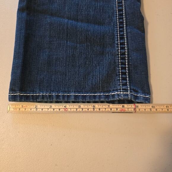 Seven7 Bootcut Jeans Women's 20 Blue Dark Wash Slight Distressed Flap Pockets - Picture 16 of 16